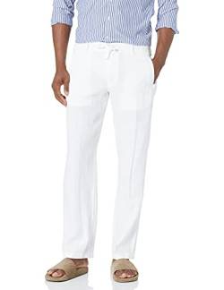 Perry Ellis Herren 100% Linen Drawstring Pant Lssige Hose, Bright White, 33W / 32L von Perry Ellis