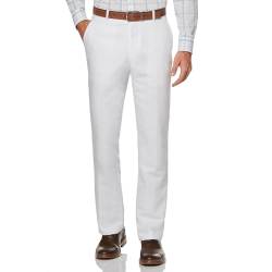 Perry Ellis Herren Anzughose aus Leinen Klassische Hose, Bright White, 31W / 30L von Perry Ellis