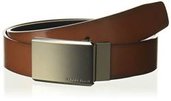 Perry Ellis Portfolio Men's Reversible Matte Gunmetal Plaque Belt, Brown/black, 36 von Perry Ellis