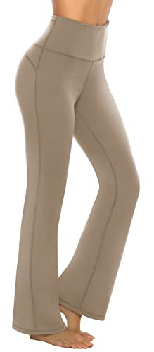 Persit Damen Schlaghose Yogahose, High Waist Freizeithose Sporthose Jazzpants Khaki - M von Persit