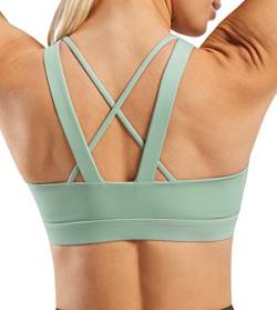 Persit Damen Sport BH ohne Bügel mit Gepolstert Push up BH Starker Halt Yoga Bra für Gym Lauf Fitness Entspannungsgrün M von Persit