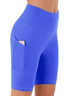 Persit Kurze Sporthose Damen, High Waist Radlerhose Sport Shorts Sommer Cycling Bike Leggins Bluebonnet L von Persit