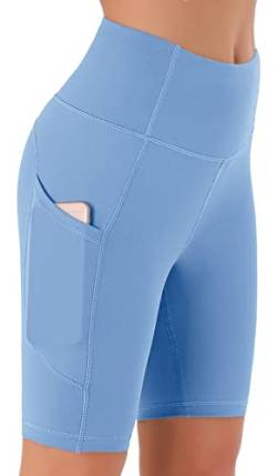 Persit Kurze Sporthose Damen, High Waist Radlerhose Sport Shorts Sommer Cycling Bike Leggins Himmelblau L von Persit