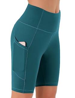 Persit Kurze Sporthose Damen, High Waist Radlerhose Sport Shorts Sommer Cycling Bike Leggins Türkis XS von Persit