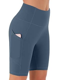 Persit Kurze Sporthose Damen, High Waist Radlerhose Sport Shorts Sommer Laufhose Schotenblau XL von Persit