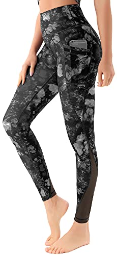 Persit Sport Leggings Damen, Sporthose Yogahose Laufhose Yoga Leggins Tights Sportleggins für Damen Schwarz Rose-Size 36 (Herstellergröße: S) von Persit