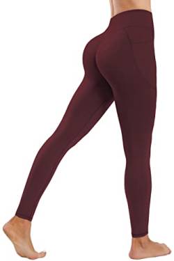 Persit Sport Leggings Damen Gym Po Push Up Sportleggins High Waist Scrunch Butt Sporthose Lang Laufhose Yoga Tights Weinrot XS von Persit