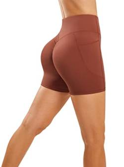 Persit Sport-Shorts Damen Sommer Kurze Sporthose High Waist Radlerhose Po Push Up Leggings Yoga Fitness Laufshorts Madeirabraun L von Persit