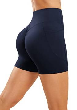 Persit Sport-Shorts Damen Sommer Kurze Sporthose High Waist Radlerhose Po Push Up Leggings Yoga Fitness Laufshorts Stahlblau S von Persit