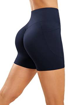 Persit Sport-Shorts Damen Sommer Kurze Sporthose High Waist Radlerhose Po Push Up Leggings Yoga Fitness Laufshorts Stahlblau XS von Persit