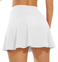 Persit Tennisrock Damen Hosenrock, 2-in1-Sportrock Sport Skorts Kurz Outdoor Sommerrock Weiß-XS von Persit