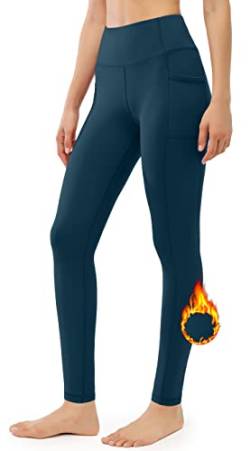 Persit Thermo Leggings Damen, Thermoleggins für Damen Gefüttert Winter Sporthose Frauen Warme Laufhose Fleece Leggins Dunkelgrün-XS von Persit