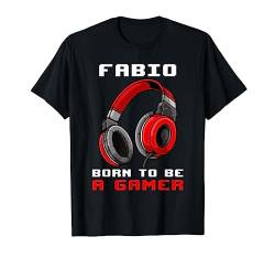 Fabio - Born To Be A Gamer - Personalisiert T-Shirt von Personalisierte Gaming Geschenke Und Gamer Sprüche