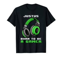 Justus - Born To Be A Gamer - Personalisiert T-Shirt von Personalisierte Gaming Geschenke Und Gamer Sprüche