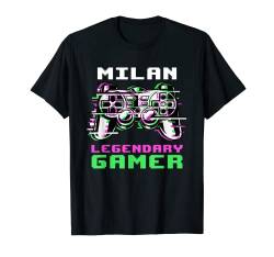 Milan - Legendary Gamer - Personalisiert T-Shirt von Personalisierte Gaming Geschenke Und Gamer Sprüche