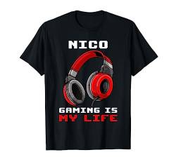 Nico - Gaming Is My Life - Personalisiert T-Shirt von Personalisierte Gaming Geschenke Und Gamer Sprüche