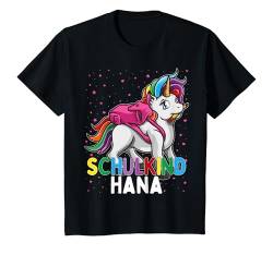 Kinder Schulkind Einhorn Hana Einschulung Vornamen Mädchen T-Shirt von Personalisierte Geschenke Hana