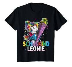 Kinder Schulkind Einhorn Leonie Schultüte Einschulung Mädchen T-Shirt von Personalisierte Geschenke Leonie