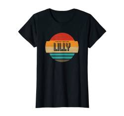 Damen Lilly Name Retro Vintage Sonnenuntergang Limited Edition T-Shirt von Personalisierte Kleidung & Geschenke für Frauen