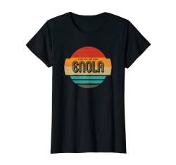 Enola Name Retro Vintage Sonnenuntergang Limited Edition T-Shirt von Personalisierte Kleidung & Geschenke für Frauen