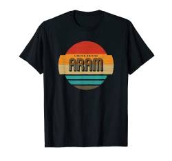 Aram Name Retro Vintage Sonnenuntergang Limited Edition T-Shirt von Personalisierte Kleidung & Geschenke für Männer