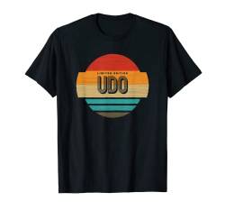 Udo Name Retro Vintage Sonnenuntergang Limited Edition T-Shirt von Personalisierte Kleidung & Geschenke für Männer