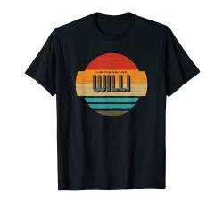 Willi Name Retro Vintage Sonnenuntergang Limited Edition T-Shirt von Personalisierte Kleidung & Geschenke für Männer