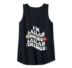Damen Retro Groovy I'm LAILAH Doing LAILAH Things Funny Mother's Tank Top von Personalized Name Mothers Day outfit For Women