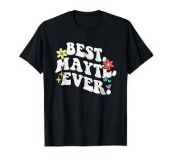 Retro Groovy Best Mayte Ever Vorname Muttertag Mädchen T-Shirt von Personalized Name Mothers Day outfit For Women