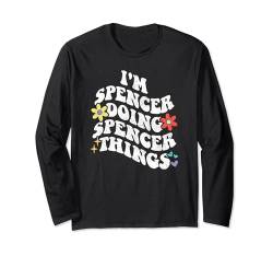 Retro Groovy I'm SPENCER Doing SPENCER Things Funny Mother's Langarmshirt von Personalized Name Mothers Day outfit For Women