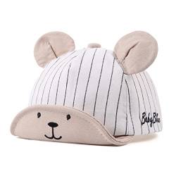 Pesaat Baby Baseball Cap 3-18Monate Baseballmütze Baby Jungen Schirmmütze UV Schutz Mädchen Sommermütze Baby Cap(Weiß Gestreifter Bär, 6-24Monate) von Pesaat