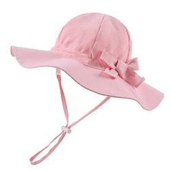 Pesaat Baby Sonnenhut Mädchen Sommermützen UV-Schutz mit Schleife Kinder Sommerhut Baby Mädchen Mütze Sommer (Rosa, 1-2Jahen) von Pesaat