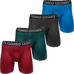 Pesail 4 oder 8 Herren Boxershorts mit verlängertem Bein ohne Aufrollen M-6XL Übergröße Unterwäsche Unterhose Retroshorts Bunt Langes Bein 2XL-4er Pack Farbmix 1 von Pesail