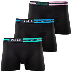 Pesail 7er Pack Herren Boxershorts Unterhosen Baumwolle Retro Unterhose Unterwäsche Schwarz Black L von Pesail