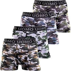 Pesail Herren Boxershorts aus Baumwolle und Modal Unterhose Männer Retroshorts Unterwäsche Camouflage Uomo Schrift 2XL von Pesail