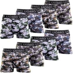 Pesail Herren Boxershorts aus Baumwolle und Modal Unterhose Männer Retroshorts Unterwäsche Camouflage Uomo Schrift 5XL, Blau von Pesail