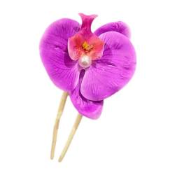 Blumen-Haarspangen für Damen, chinesischer Stil, Perlen-Orchideen-Blumen-Haarnadel, Stoffhaar, Blumen-Kopfschmuck, Haarblumen-Clip-Stücke von Pessrrtewg