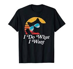 Funny Cat I Do What I Want Middle Finger & 80s Sunglasses T-Shirt von Pet Mom & Dad Retro Cat Tees