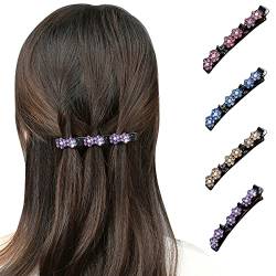 Petalum 4pcs Haarspange mit Klammern Damen Haarspange mit 3 Clips Haarklammern mit Kristallblume Entenschnabel-Clip Haarschmuck für Damen Mädchen Farbe 1 von Petalum