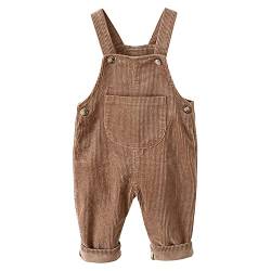 Petalum Baby Cord Latzhose Jungen Mädchen Kleinkind Vintage Ärmellose Strampler Overall Kordsamt Hose Hosenträger Jumpsuit mit Tasche Braun 2-3 Jahre von Petalum