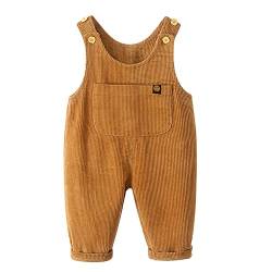 Petalum Baby Cord Latzhose Jungen Mädchen Kleinkind Vintage Ärmellose Strampler Overall Verstellbare Jumpsuit mit Tasche Gelb 3-4 Jahre von Petalum