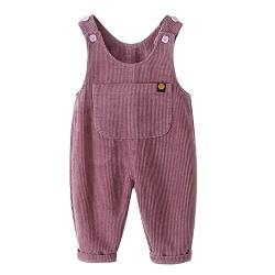 Petalum Baby Cord Latzhose Jungen Mädchen Kleinkind Vintage Ärmellose Strampler Overall Verstellbare Jumpsuit mit Tasche Lila 2-3 Jahre von Petalum