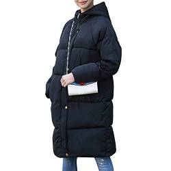 Petalum Damen Elegant Lange Daunenmantel Winterjacke mit Kapuze Frauen Puffer Jaket Jacke Groß Warme Hooded Down Steppjacke Schwarz 42 von Petalum