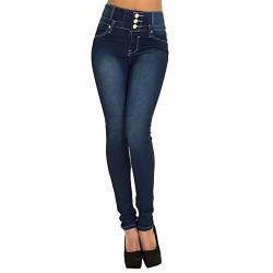 Petalum Damen Jeans mit Hoher Taille High Waist Stretch Schlank Jeanshose Push Up Denim Pants Boyfriend Knopfleiste EU36-45 von Petalum