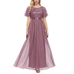 Petalum Damen Kleid elegant festlich Maxikleid Hochzeit Abendkleid Mesh Brautjungfernkleider von Petalum