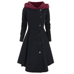 Petalum Damen Mantel Lang Hoodied Wintermantel elegant Herbst Winter Trencoat einfarbig Top Outwear von Petalum
