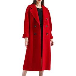 Petalum Damen Mantel Winter Jacken Langarm Trenchcoat Parka Doppel Knopfleiste Gürtel Einstellbar Einfarbig mit Taschen von Petalum