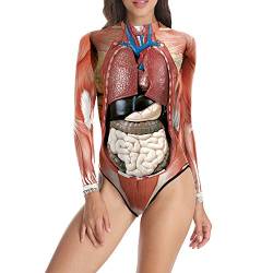 Petalum Damen Skelett Overall Halloween Karneval 3D Druck Bodysuit Skelett Organ Body One Piece Badenazug Swimsuit von Petalum