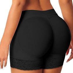 Petalum Damen Unterwäsche Po Push Up Unterhose Slip Panties Hoch Taille Spitze Padded Höschen Seamless Bodyshaper Shapewear EU 34-36 = Tag S Schwarz von Petalum