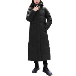 Petalum Damen Winterjacke lang warm Steppmantel mit Kapuze leichte Winddicht Daunenjacke Outdoorjacke von Petalum